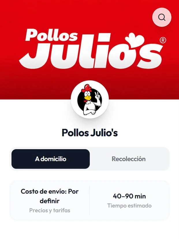 Menú digital de Pollos Julio's, cliente de ChatGo